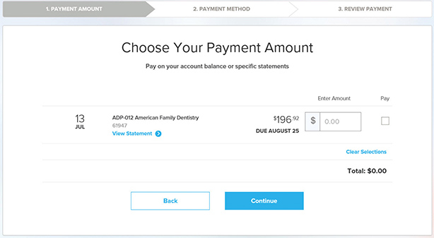 Step 6a Online Bill Process - Choose Payment Amount